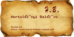 Hortolányi Balázs névjegykártya